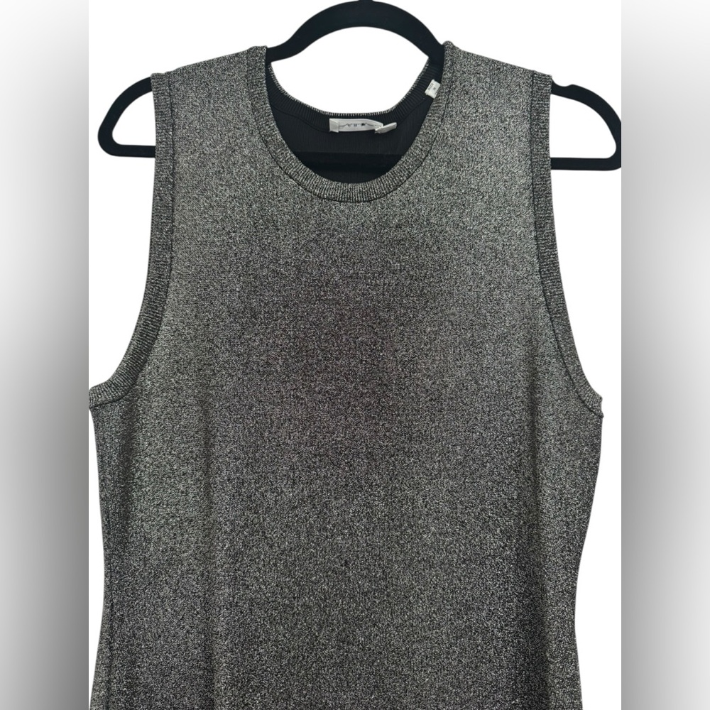 A.L.C $595 Retail Kilmer Crewneck Sleeveless Metallic Knit Dress, Size Large - Picture 9 of 13